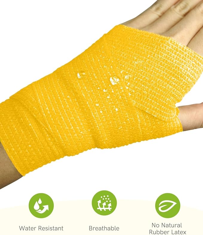 FriCARE Self Adhesive Bandage Wrap, Medical Tape in First Aid Kit, Cohesive Bandages for Wounds Sport Vet, FSA/HSA Eligible, 2 Inches X 5 Yards 16 Rolls, Vivid