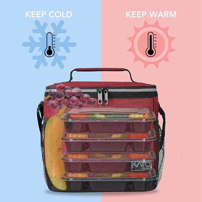 Tirrinia Large Insulated Lunch Box for Men/Women, Leakproof Thermal Lunch Bag for Office Picnic Work Beach Camping,Reusable Lunch Cooler Tote for Adult, Red