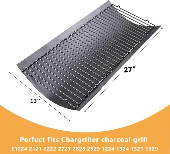 DcYourHome 27 inch Ash Pan for Chargriller 1224, 1324, 1321, 1329, 2121, 2222, 2727, 2828, 2929, E1224 200048 Charcoal Grill Tray, Charbroil 17302056 Ash Pan Replacement Parts Char Griller Fire Grate