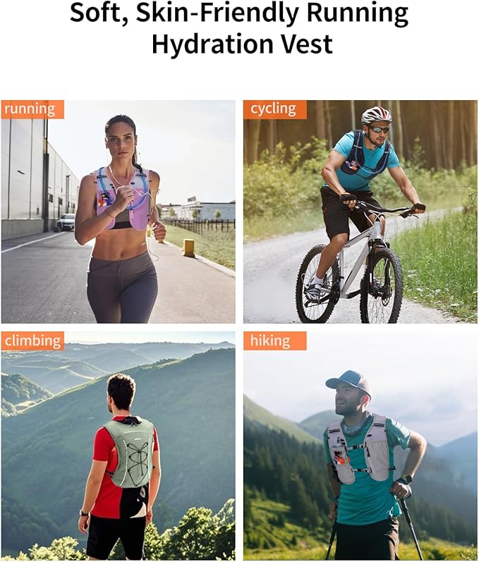 ECOHUB Running Hydration Vest Backpack,Lightweight Breathable Pack with 2L Water Bladder Bag Daypack for Hiking Trail Running Cycling Race Marathon for Women Men