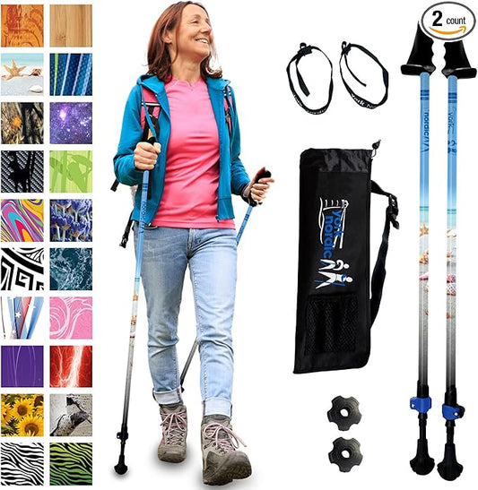 York Nordic Motivator Walking Poles for Balance and Rehab - Patented Stability Grips - Lightweight, Adjustable, and Collapsible - 2 Pieces Adjustable w/flip Locks - Heights 4'6" up to 6'2" - 230 lbs