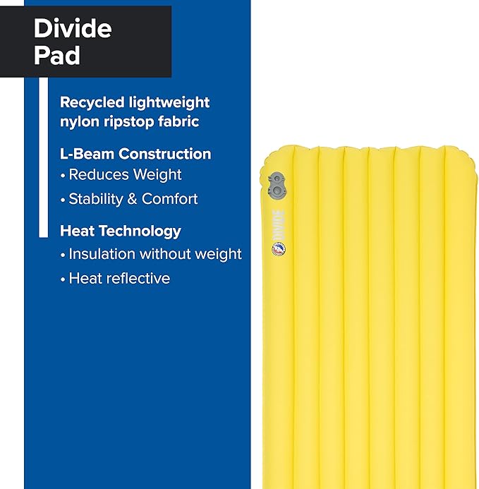 Big Agnes Divide | Lightweight, Compact, Warm-Weather Air Chamber Sleeping Pad, Wide Long, Warm Olive