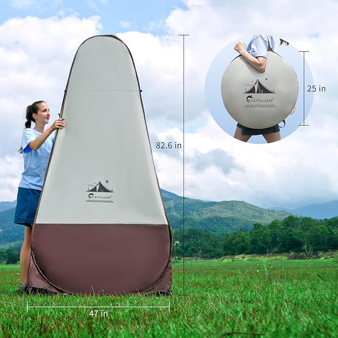 FLEXTAILGEAR Pop Up Privacy Tent Portable Camping Shower Instant Privacy Shelters Changing Dressing Room Pod Outdoor Camp Potty Toilet Bathroom with Carry Bag for Camping Hiking Beach Sunshade Fishing