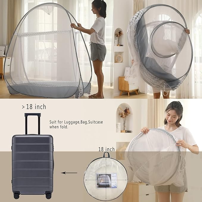 Mosquito Net Pop Up Ten,Folding Netting Bed Tent,Portable Mosquito Netting with Bottom,Bug Net,Canopy Outdoor,Camping Tent,Insect Screen,Ultralight,Folding Design,L79 x W47 x H55 inch