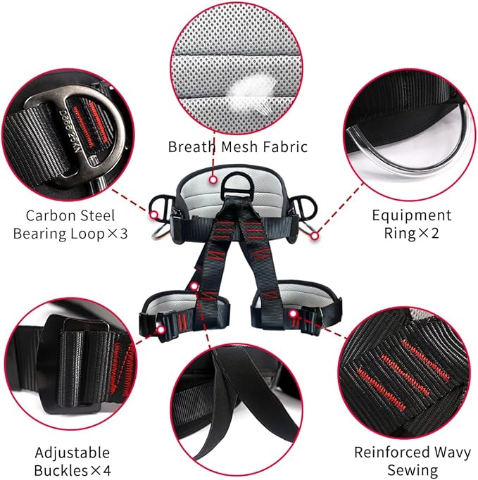 NewDoar Climbing Harness, Mountaineering Rock Climbing Harness, Half Body Harness for Rappelling Fire Rescuing Tree Climbing