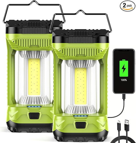 AlpsWolf Camping Lantern Rechargeable, 1000LM 4 Light Modes Camping Light 4000mAh Rechargeable Lantern for Power Outages Portable Waterproof Camping Lamp Camping Essentials for Emergency, 2 Packs