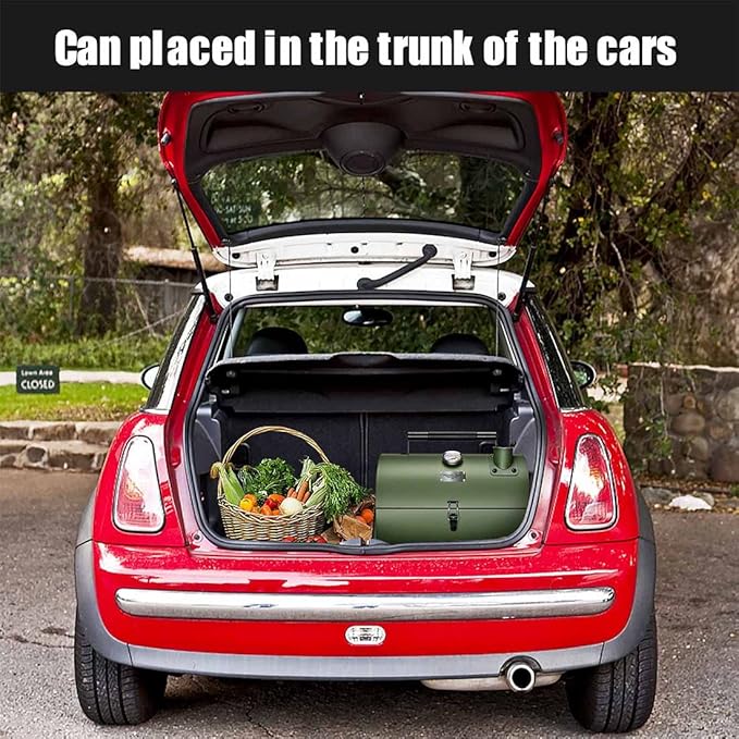 MAISON HUIS Adjustable Portable Charcoal Grill Multi-functional Metal Small BBQ Smoker for Outdoor Hiking Picnic(Green)