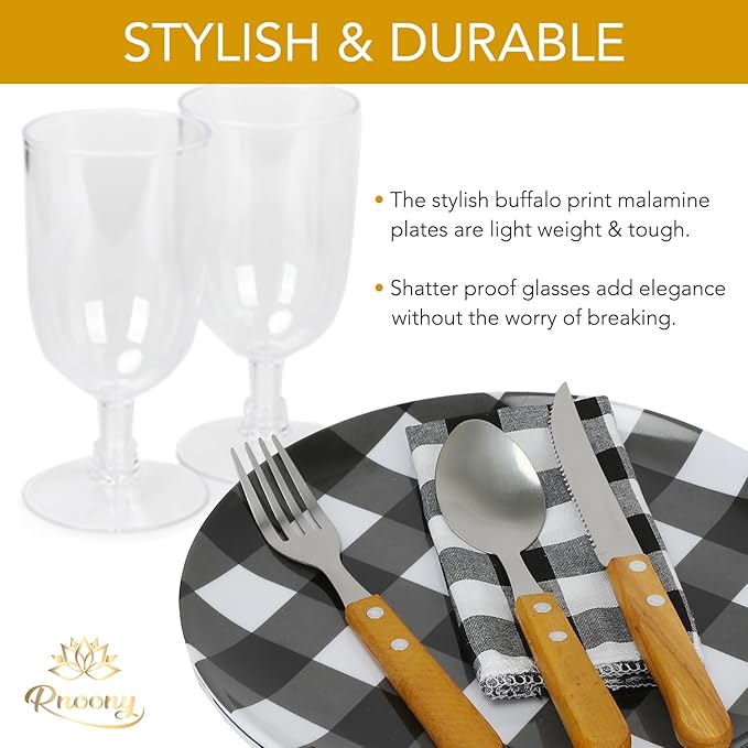 Rnoony Picnic Backpack for Camping, Picnic Basket for with Insulated Cooler Bag and Bottle Pouch,Camping Gifts for Couples with Lightweight Blanket and Cutlery Set for Family, Couple and Hiking