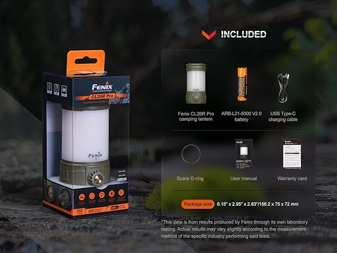 Fenix CL26R Pro 650 Lumen USB Rechargeable White/red Output Camping Lantern/Work Light, Rechargeable Battery with EdisonBright Charging Cable (Olive Darb)