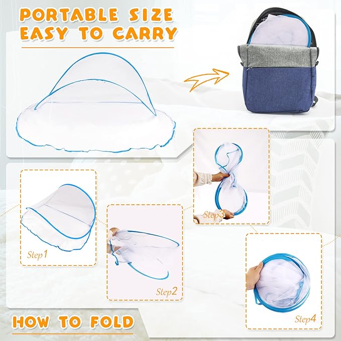 Portable Mosquito Net Tent, Folding Mosquito Head Net, Pop Up Mosquito Tent Netting for Bedding Camping Traveling Patio (1 Pack, Large)