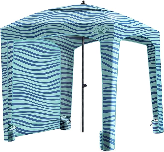 Qipi Beach Cabana - Easy to Set Up Canopy, Waterproof, Portable 6' x 6' Beach Shelter, Included Side Wall, Shade with UPF 50+ UV Protection, Ultimate Sun Umbrella - for Kids, Family & Friends