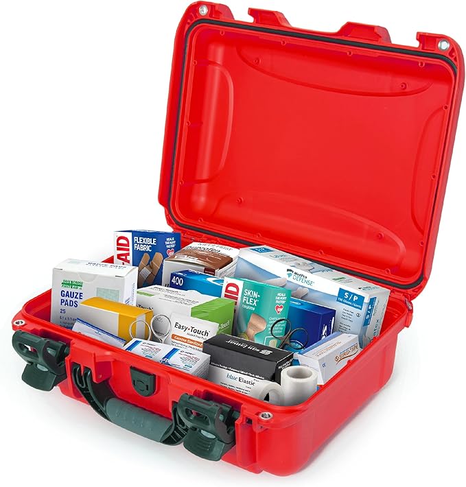NANUK 920 Waterproof First Aid Box Empty – Durable, Medical First Aid Organizer Case, IP67-Rated, Dustproof, Impact-Resistant, and Floats (7.4" x 4.9" x 3.1") – Red