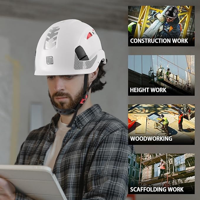 Safety Helmet Hard Hat, ANSI Z89.1 Approved Lightweight Vented Work Helmet, 6-Point Adjustable Ratchet Suspension Hardhat Ideal for Industrial and Construction