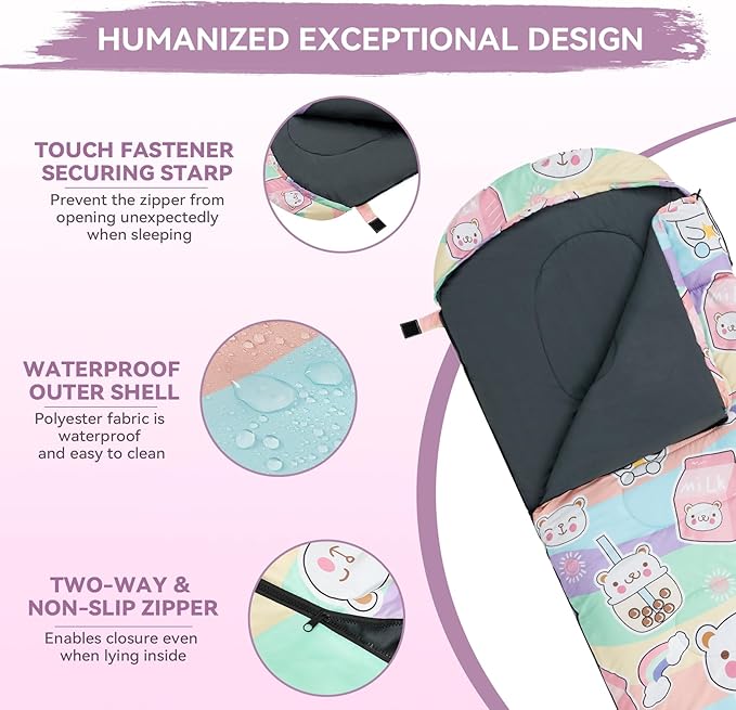 Kids Sleeping Bag for Camping - Lightweight 3 Season Backpacking Sleeping Bag, Compact Child Sleeping Bag for Girls and Boys, Waterproof Youth Sleeping Bag for Outdoor by Croosseoutdoors
