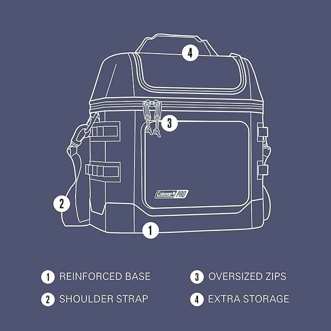 Coleman Pro 24-Can Premium Soft Cooler Lunchbox, Fully Insulated Lid & Body Stays Cold up to 35 Hours