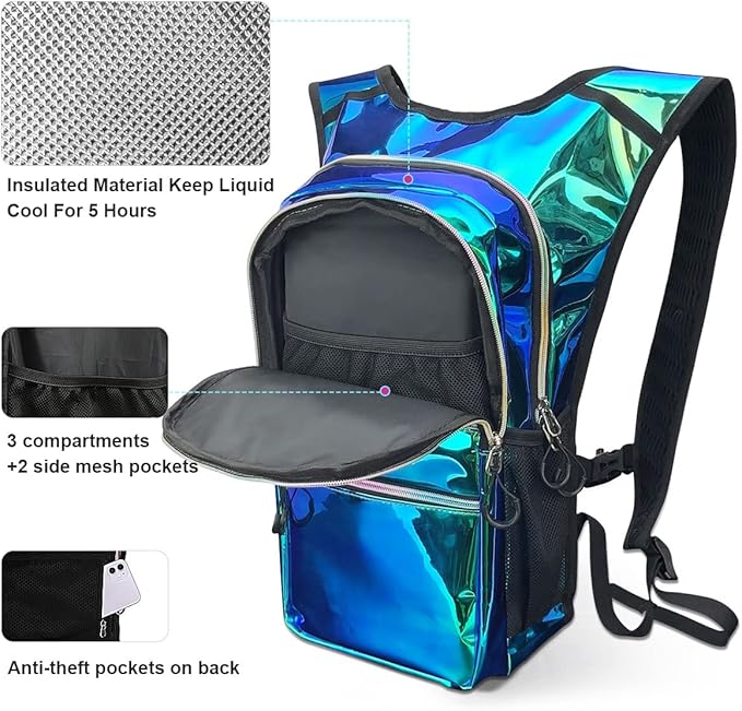 Hydration Backpack Pack, Water Backpack 20L Included 2L Hydration Bladder, Festival Essential - Rave Hydration Pack Hydropack for Hiking, Running, Biking, Festival Gear