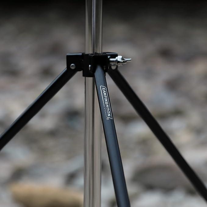 camping moon CAMPINGMOON Heavy Duty Stainless Steel Lantern Pile Driver Height Adjustable with Tripod Stand and Storage Bag D-240, D-243