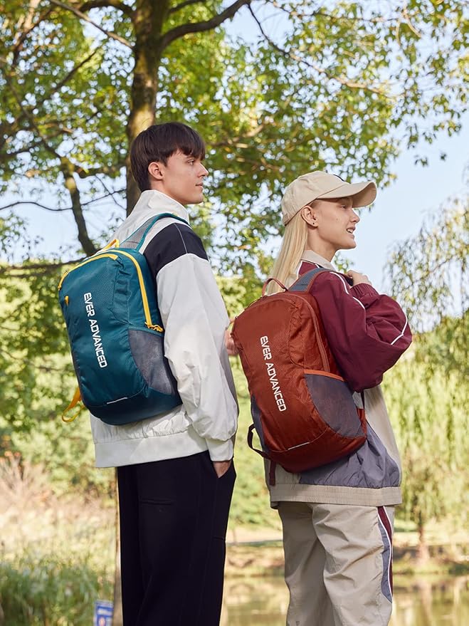 EVER ADVANCED 20L Lightweight Packable Hiking Backpack, Small Travel Water Resistant Collapsible Daypack for Men Women Camping Outdoor Reddish Brown