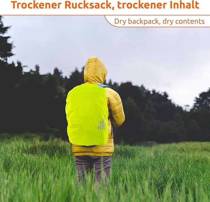 ECENCE x Backpack rain Cover with Storage Pouch Rain Protection for School Bags with Reflector, Reflective rain Cover, Waterproof Backpack Cover