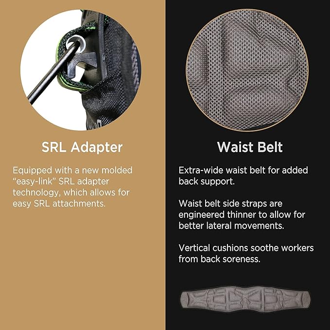 AFP Fall Protection Full-Body Premium Safety Harness, 8” Thick Support Belt, Aluminum D-Rings, Tongue Buckle (OSHA/ANSI PPE)