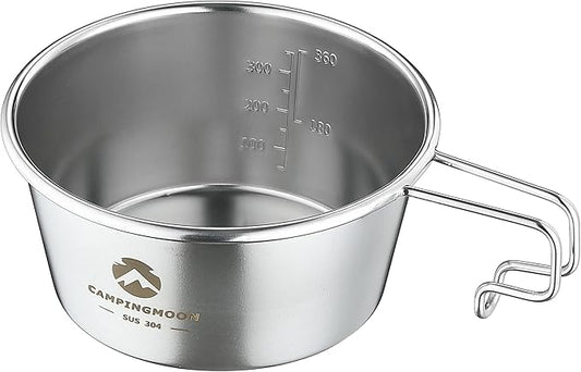 CAMPINGMOON 2pcs Set Stainless Steel Deep Type Camping Sierra Cup 450ml S-360