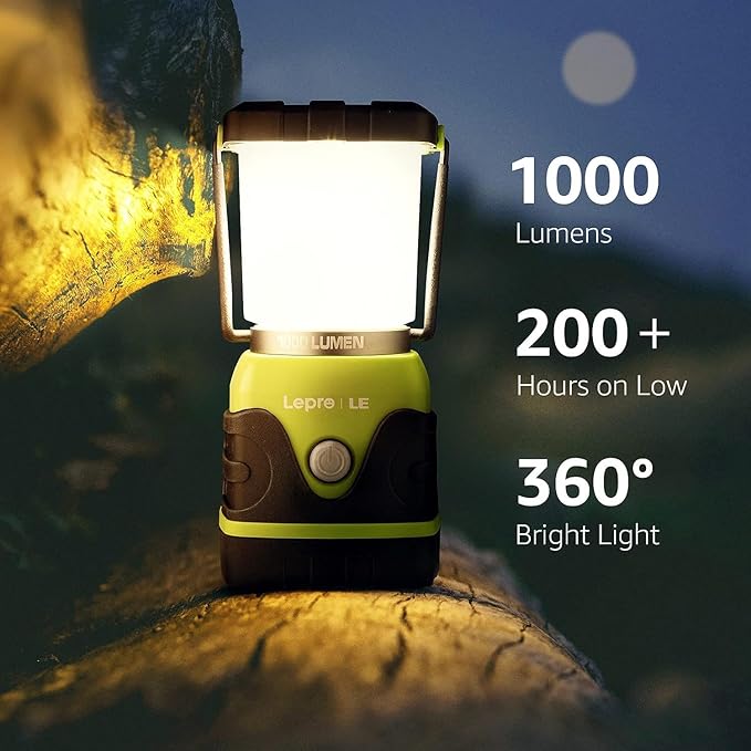 Lepro Bundle - 1000LM Battery Powered LED Camping Lantern & 2 Packs 230°COB Wide Beam & Adjustable Spotlight, Waterproof Headlamp