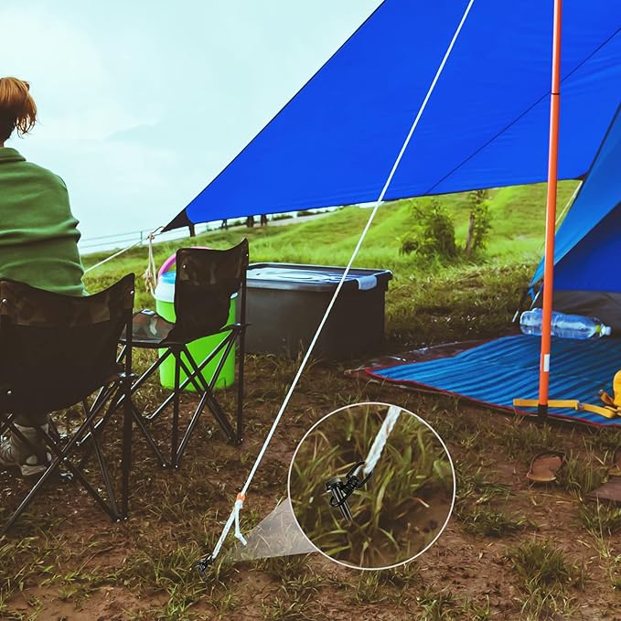 Reginary 6 Pcs Ground Anchors Screw in Tent Stakes Heavy Duty Trampoline Anchors High Wind for Camping Canopy Carport Sheds Beach Sand Stakes Metal Swing Set (Black)