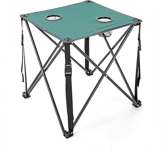 ARROWHEAD OUTDOOR 26” (66cm) Heavy-Duty Portable Camping Folding Table, 2 Cup Holders, Compact, Square, Carrying Case Included, Steel Frame, High-Grade 600D Canvas, USA-Based Support