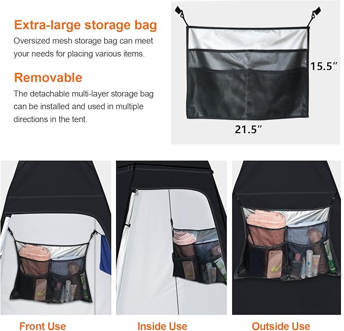 anngrowy Shower Tent Pop-Up Privacy Tent Camping Portable Toilet Tent Outdoor Camp Bathroom Changing Dressing Room Instant Privacy Shelters for Hiking Beach Picnic Fishing Potty, Extra-Tall, UPF 50+
