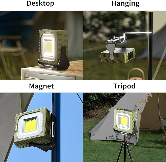 WARSUN Rechargeable LED Camping Lantern Mini Tripod Work Light 6 Modes, 1000 LM High Lumens Portable Magnetic Flashlight,Lightweight Tent Light, for Camping, Repair, Emergency
