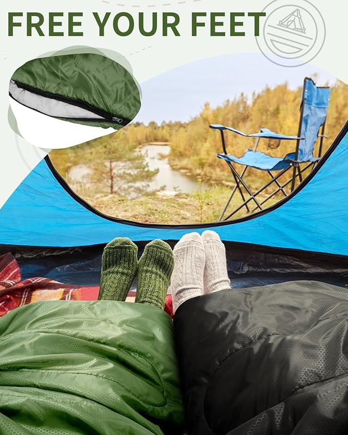 Sportneer Sleeping Bags for Adults, Warm & Cold Weather Sleeping Bag for Adults Kids Boys Girls - Lightweight Compact Camping Gear Equipment, Traveling, Backpacking, Hiking