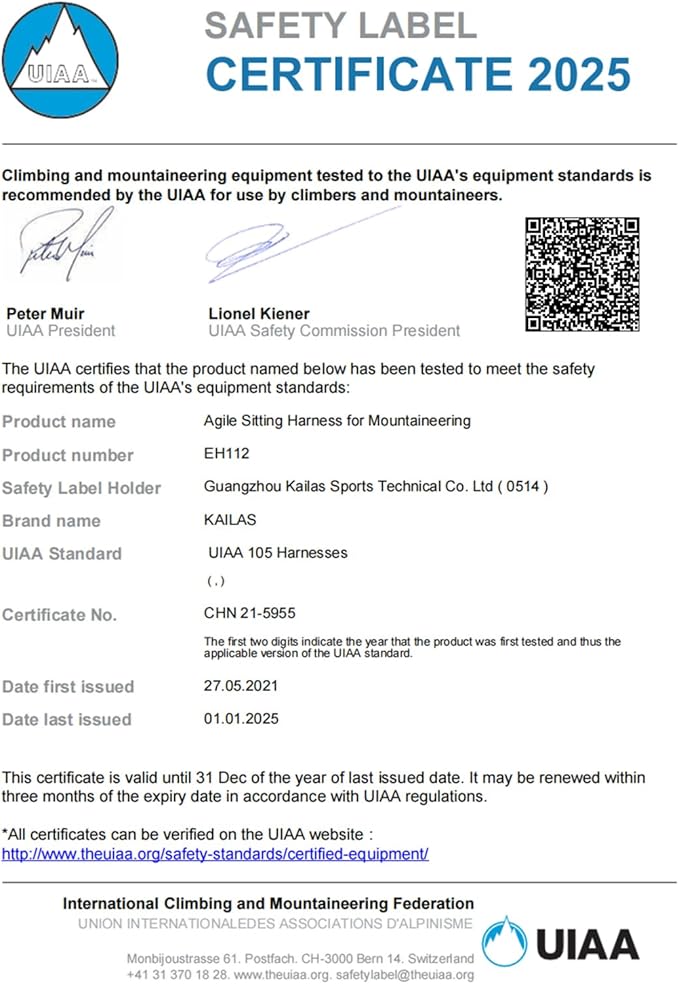 KAILAS B4 Rock Climbing Harness Men Roofing Harness Safety Belt Climbing Gear Adjustable Mountaineering Lightweight