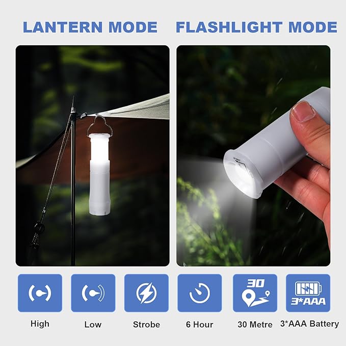 Kunhe 2 Pack 2-in-1 Glow in The Dark Mini Lantern Flashlight for Kids 3*AAA Small Tent Light 3 Mode Switching Portable Outdoor Led Camping Essential for Hurricanes Travel Emergency Lighting Gifts