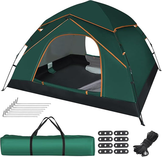 Pop Up Tents for Camping, 3-4 Person Camping Tent 60s Automatic Easy Setup Dome Tent, Waterproof Family Camping Tents, Lightweight Tents for Camping Hiking Backpacking Fishing Hunting