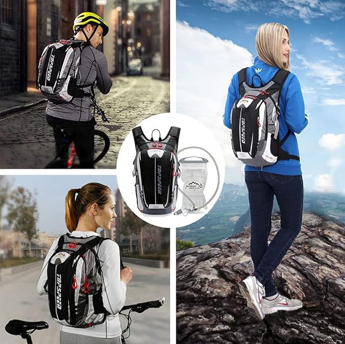 INOXTO Hydration Pack Backpack，18L Hydration Pack Lightweight Water Backpack with 2L Water Bladder Bag Daypack for Hiking Running Cycling Camping Hunting for Women Men