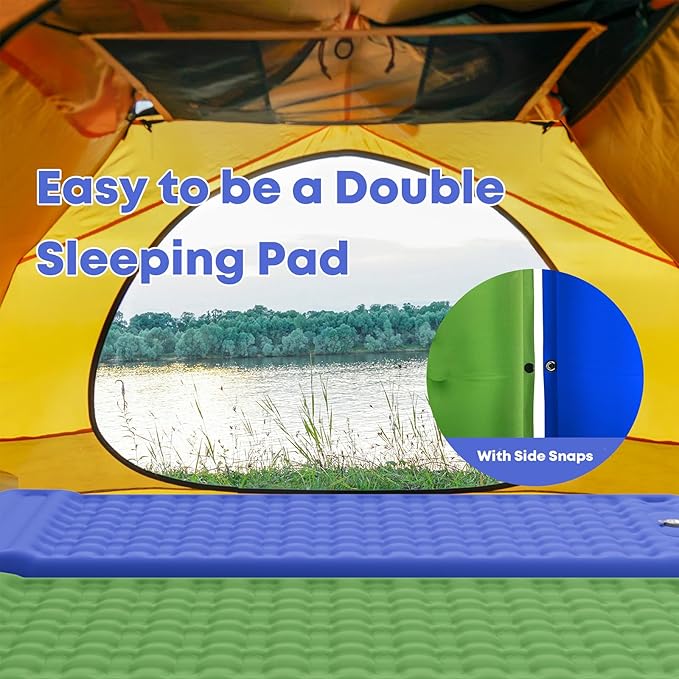 Sleeping Pad 4.7" Extra Thick, Upgraded Reinforced Support Structure with Built-in Foot Pump and Pillows Portable Camping Air Mattress Bed for Tent Backpacking Hiking