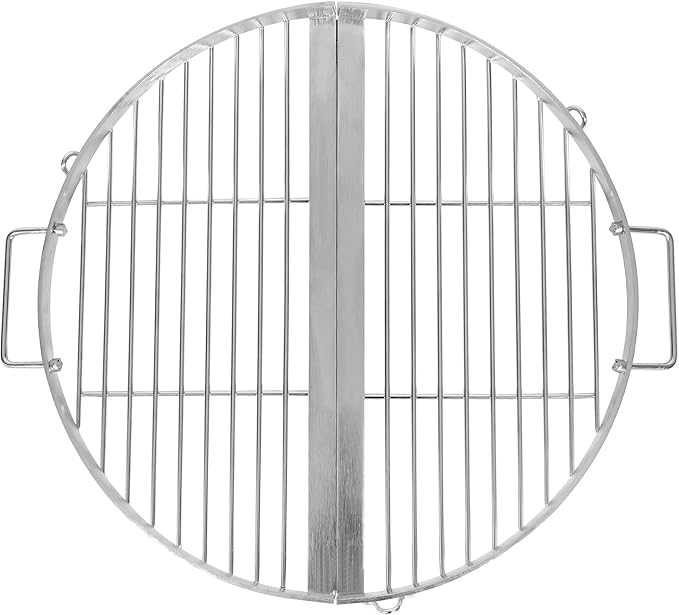 REDCAMP Foldable Fire Pit Cooking Grill Grate 17 Inch, Campfire BBQ Grill with Portable Handle & Support Wire, Heavy Duty Stainless Steel Round Campfire BBQ Grill for Outdoor Picnic Party & Gathering