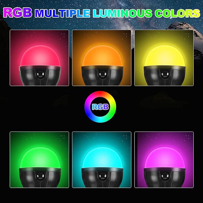 PEMOTech Camping Lights 6 Pack - Portable 5 pcs Tent Lights & 1pcs RGB Mode Lantern Bulb with Clip Hook, Emergency Lights Tent Lamp Camping Accessories for Camping Hiking Backpacking Fishing Outage