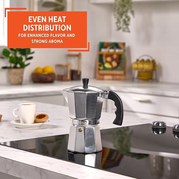 Imusa USA Aluminum Stovetop 6-cup Espresso Maker (B120-43V), Silver