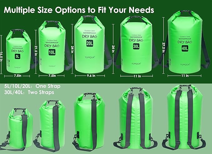 Waterproof Dry Bag Backpack 5L/10L/20L/30L/40L, Roll Top Floating Waterproof Storage Bags for Kayaking, Boating, Swimming, Hiking, Camping and Fishing