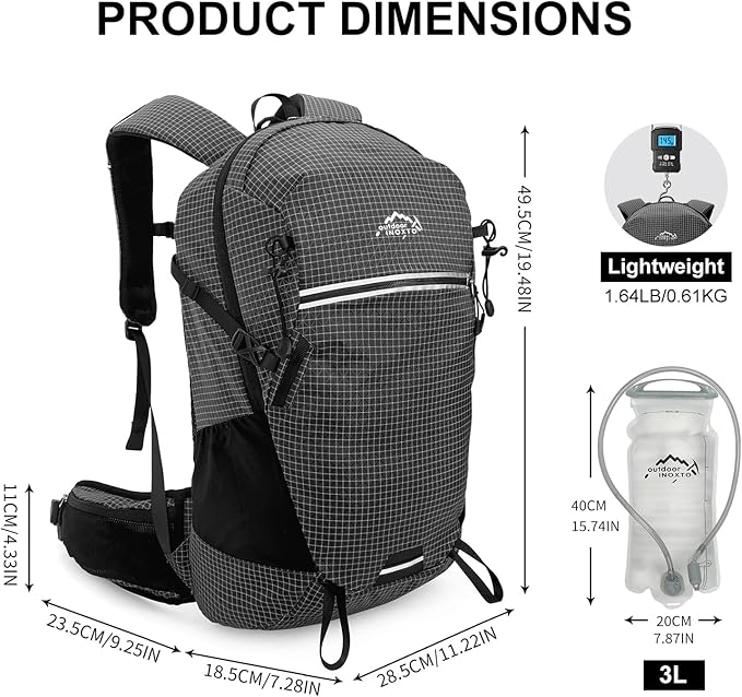 Hydration Backpack, 25L Hiking Backpack with 3L Water Bladder and Rain Cover, Hiking Water Backpack Men Women Lightweight Hydration Pack for Hiking, Cycling, Climbing, Camping