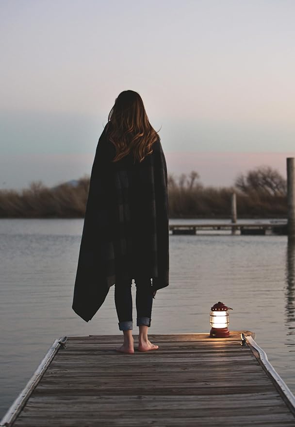 Barebones Forest Lantern – Red, Vintage Rechargeable LED Lantern with Adjustable Brightness – Battery Operated Camping Light for Outdoor Adventures, Backyard Gatherings, and Emergency Use