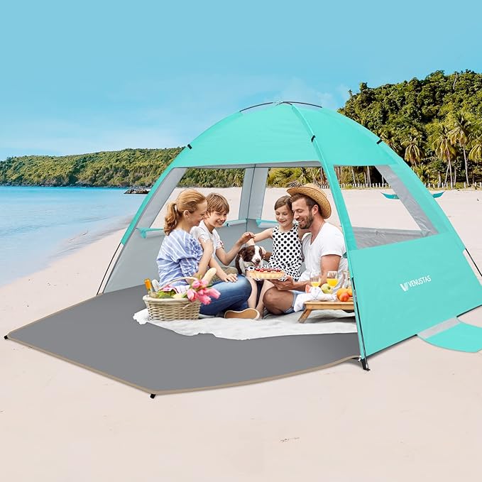 Venustas Beach Tent Sun Shelter for 3-10 Person, UPF 50+ UV Protection Canopy, Lightweight and Easy Setup Cabana, Portable Beach Shade
