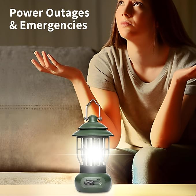 Camping Lamp, COB Lantern for Power Outage, Emergency Supplies, Suitable for Indoor and Outdoor, Portable Lantern, Green