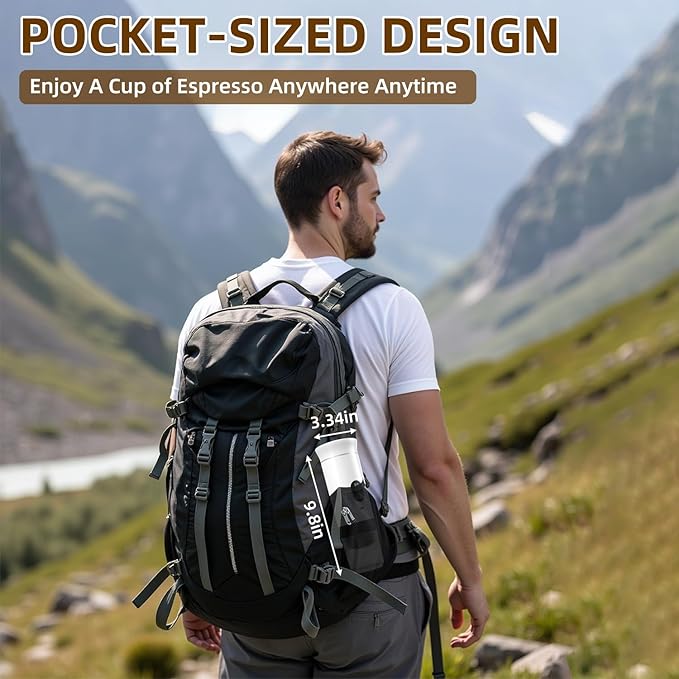 Portable Coffee Maker for Travel & Camping, Portable Espresso Maker for Travel, Rechargeable Cordless Battery Operated Coffee Makers for Ground Coffee, NS Capsule RV, Hiking, Office(White)