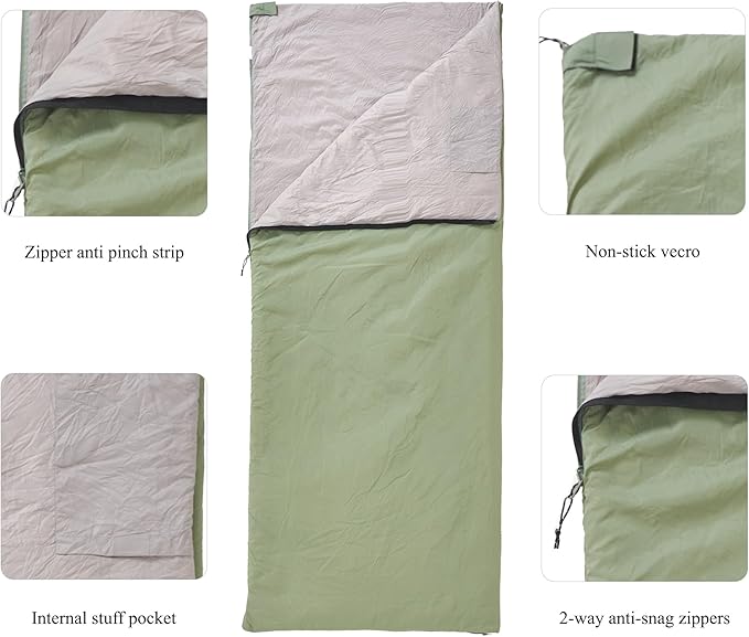 Ultralight Backpacking Sleeping Bag 1.77lbs, Warm Weather Sleeping Bag 50℉-63℉, Nylon Shell and Lining, Waterproof, Compact and Lightweight for Backpacking Camping Hiking