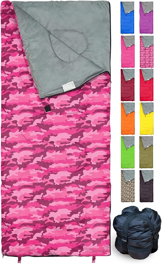 Sleeping Bag Indoor & Outdoor Use. Great for Kids, Boys, Girls, Teens & Adults. Ultralight and Compact Bags are Perfect for Hiking, Backpacking & Camping