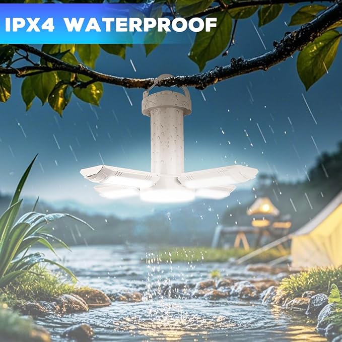 Foldable Camping Lantern, Rechargeable Camping Lights, 4000LM, 6 Light Modes, IPX4 Waterproof Tent Lights for Power Outages, Emergency, Hurricane, Hiking, 2-Pack