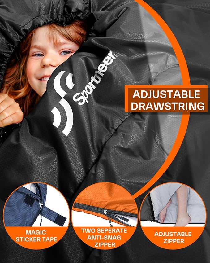Sportneer Sleeping Bag, 3 Seasons Warm Cold Weather Sleeping Bags for Adults Kids Boys Girls with Compression Sack- Lightweight Camping Essentials Gear Accessories, Backpacking, Hiking
