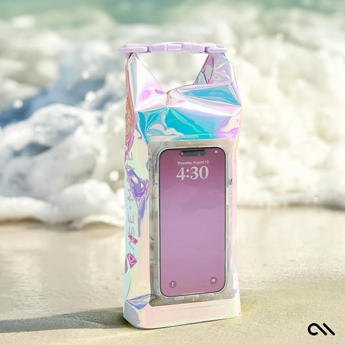 Case-Mate IP68 Waterproof Dry Bag 2L - Roll Top Backpack w/Phone Case/Pouch Boating & Kayak Accessories Essentials for Camping Swimming Beach Fishing Rafting Travel Soap Bubble, CM052390